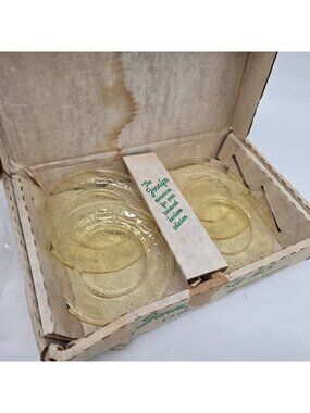 Mosser Glass Cambridge Ohio Jennifer Miniature Gold Crystal Glass Plates Set 3